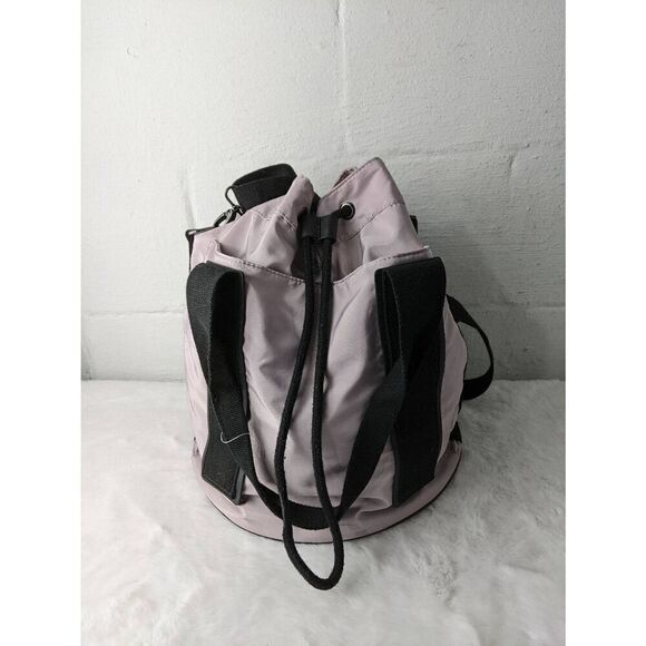 Fabletics Carina Cinched Nylon Light Pink Bucket‎ Bag w Black Straps - Picture 2 of 12
